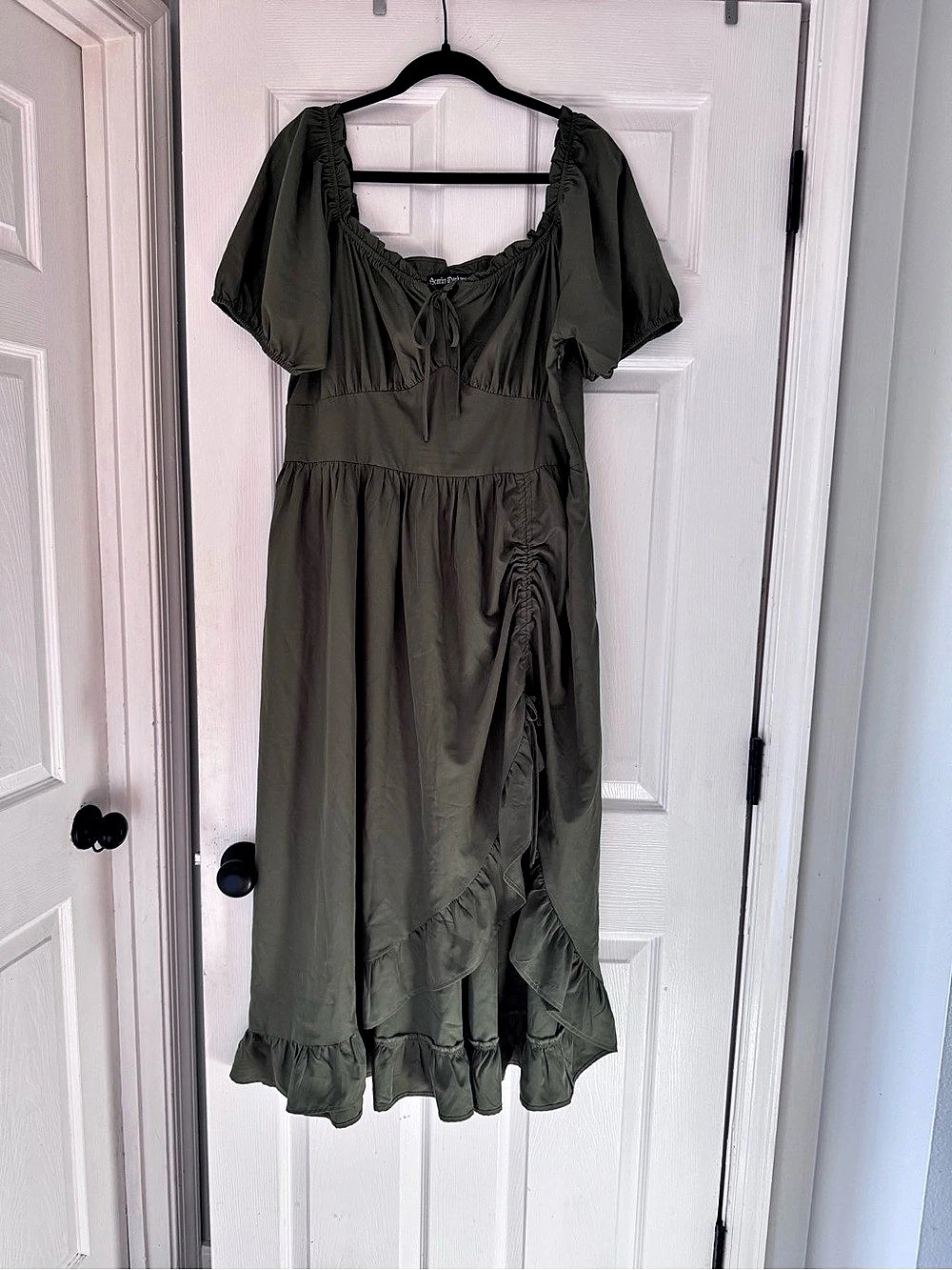 Scarlet Darkness Renaissance Ruffle Sleeves Pocket Dress Green XL olive green
